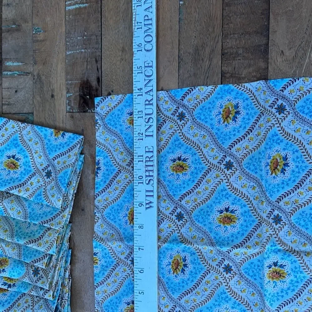 Vintage Blue Cotton Napkin Set of 11 14